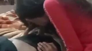 Bahan apne bhai ko blowjob deti hui