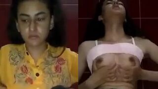 Pakistani girl Faiza apni boobs dabati hui