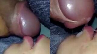 Muth maar kar gf ke lips par cum giraya bf ne